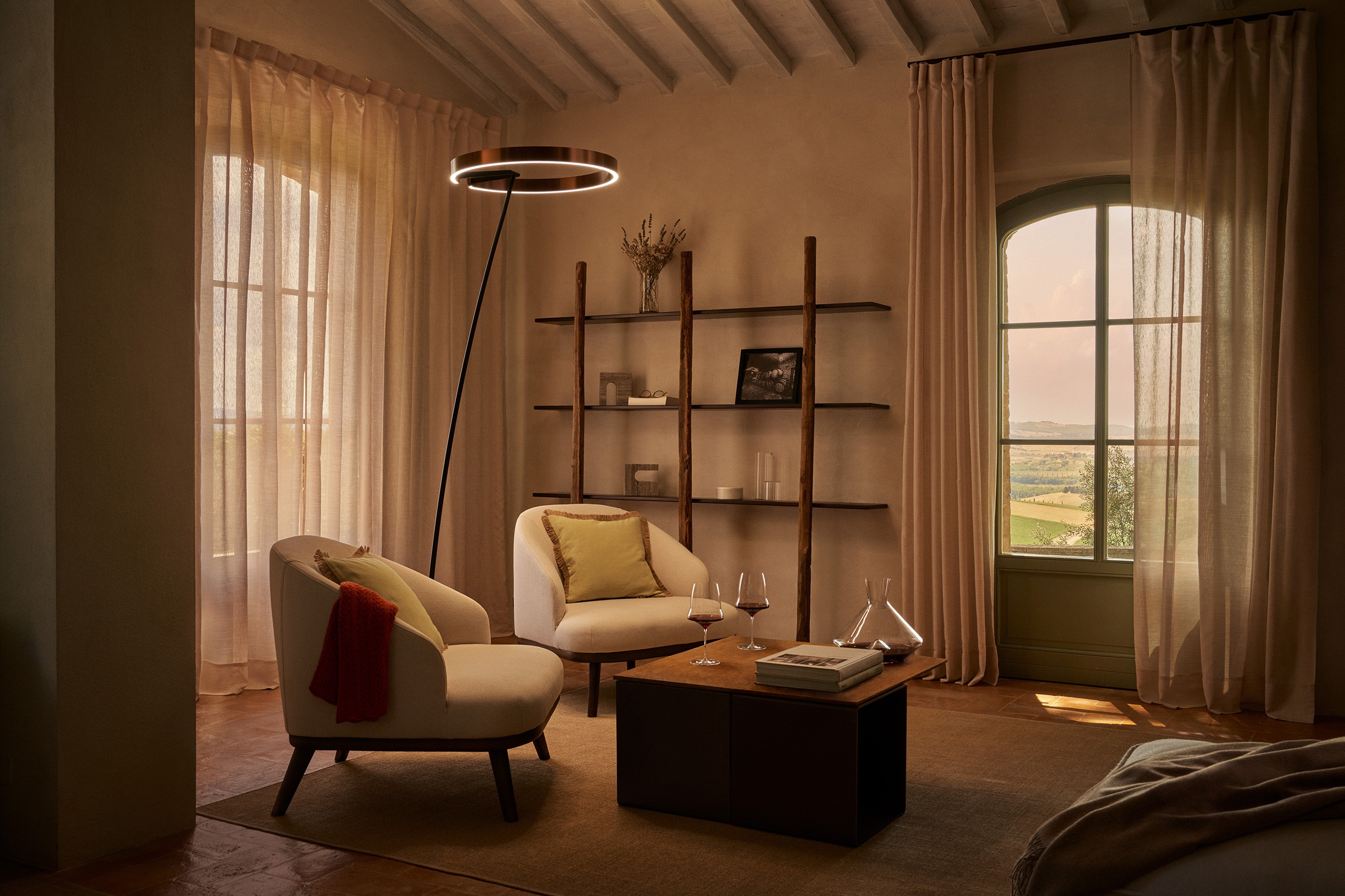 Occhio mito raggio mobile luminaire in living room situation